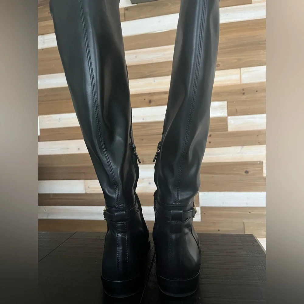 Sam Edelman Clive Black Black Leather Square Toe Tall Boot SZ 6 - Picture 4 of 8